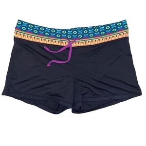 Athleta Black Tribal Print Waist Drawstring Running/Workout Shorts Size Small